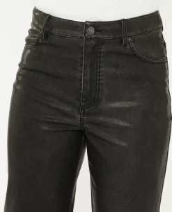 Pantalon Droit En Simili - Gris Foncé