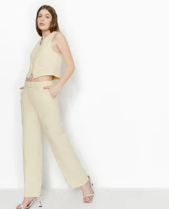 Pantalon Droit Taille Basse - Beige