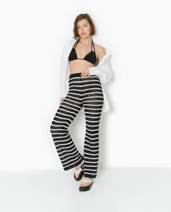 Pantalon En Maille Ajourée - Noir