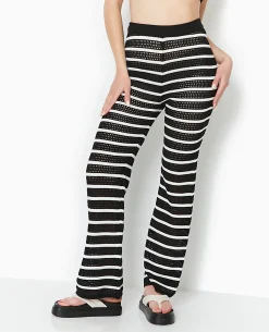 Pantalon En Maille Ajourée - Noir