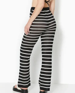 Pantalon En Maille Ajourée - Noir