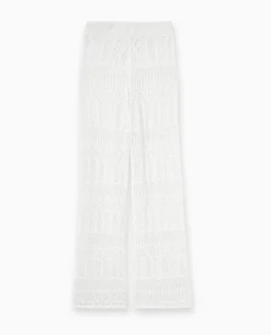 Pantalon En Maille Fantaisie Ajourée - Blanc