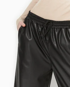 Pantalon En Simili Taille élastiquée - Noir