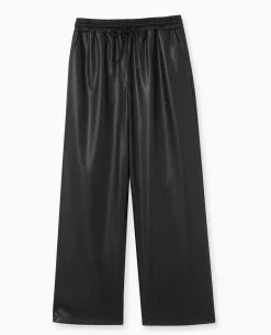 Pantalon En Simili Taille élastiquée - Noir