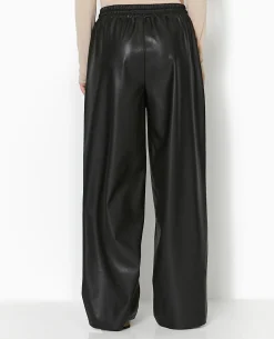 Pantalon En Simili Taille élastiquée - Noir