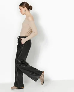 Pantalon En Simili Taille élastiquée - Noir