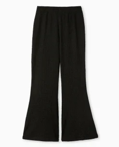 Pantalon Flare En Tissu Reliéfé - Noir
