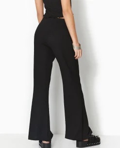 Pantalon Flare En Tissu Reliéfé - Noir