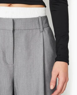 Pantalon Large Avec Effet Caleçon Apparent - Gris