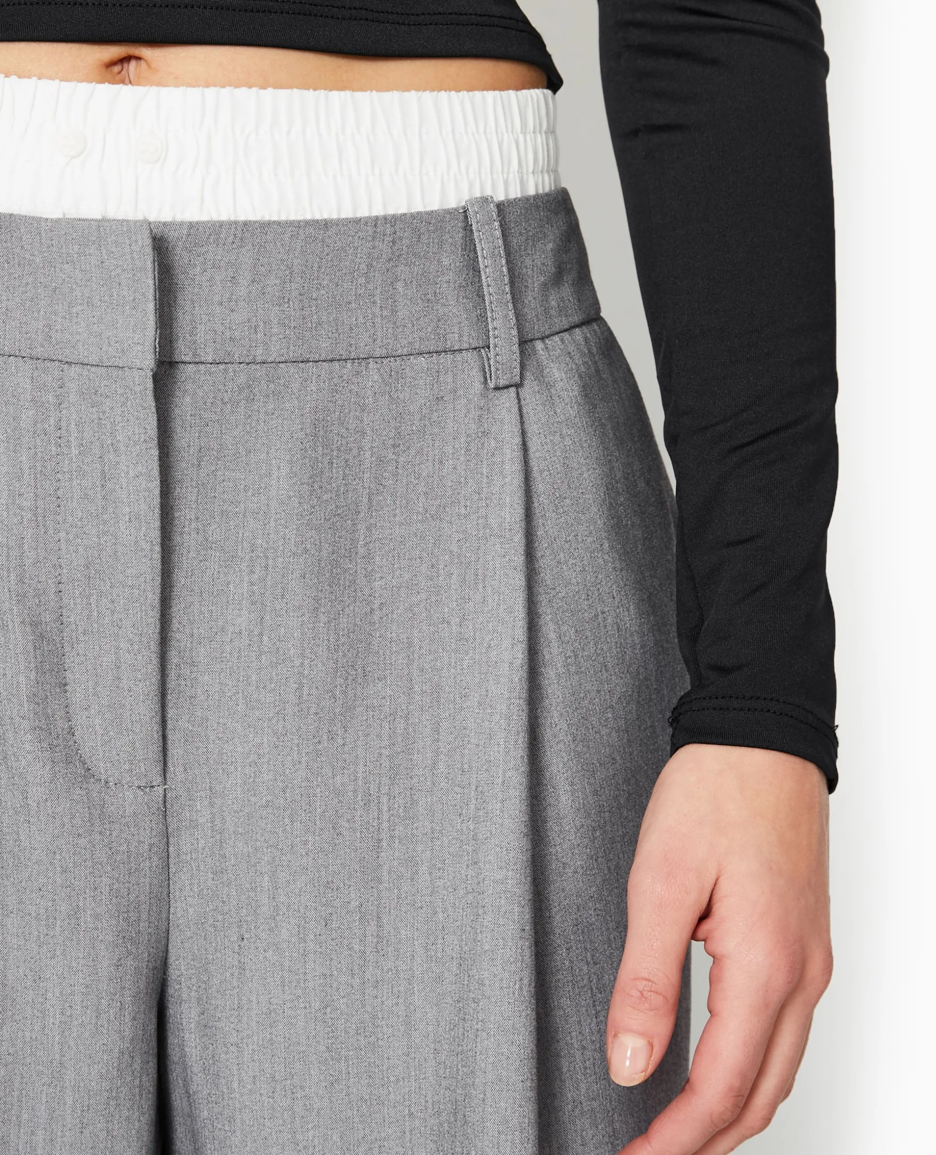 Pantalon Large Avec Effet Caleçon Apparent - Gris