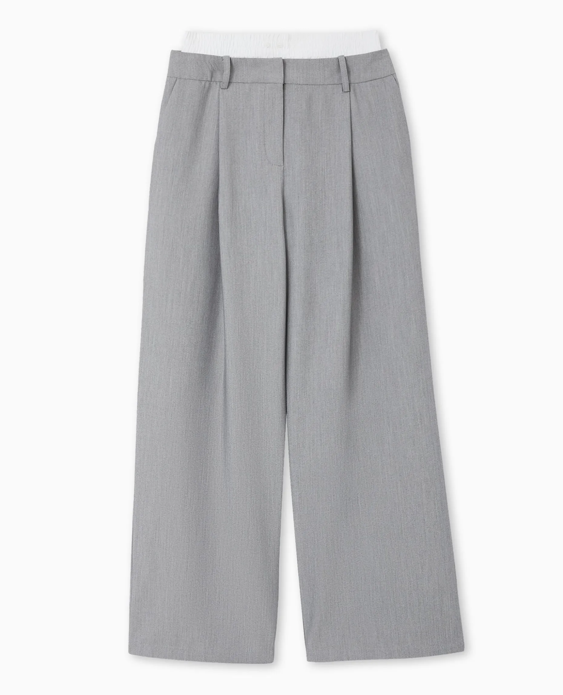 Pantalon Large Avec Effet Caleçon Apparent - Gris