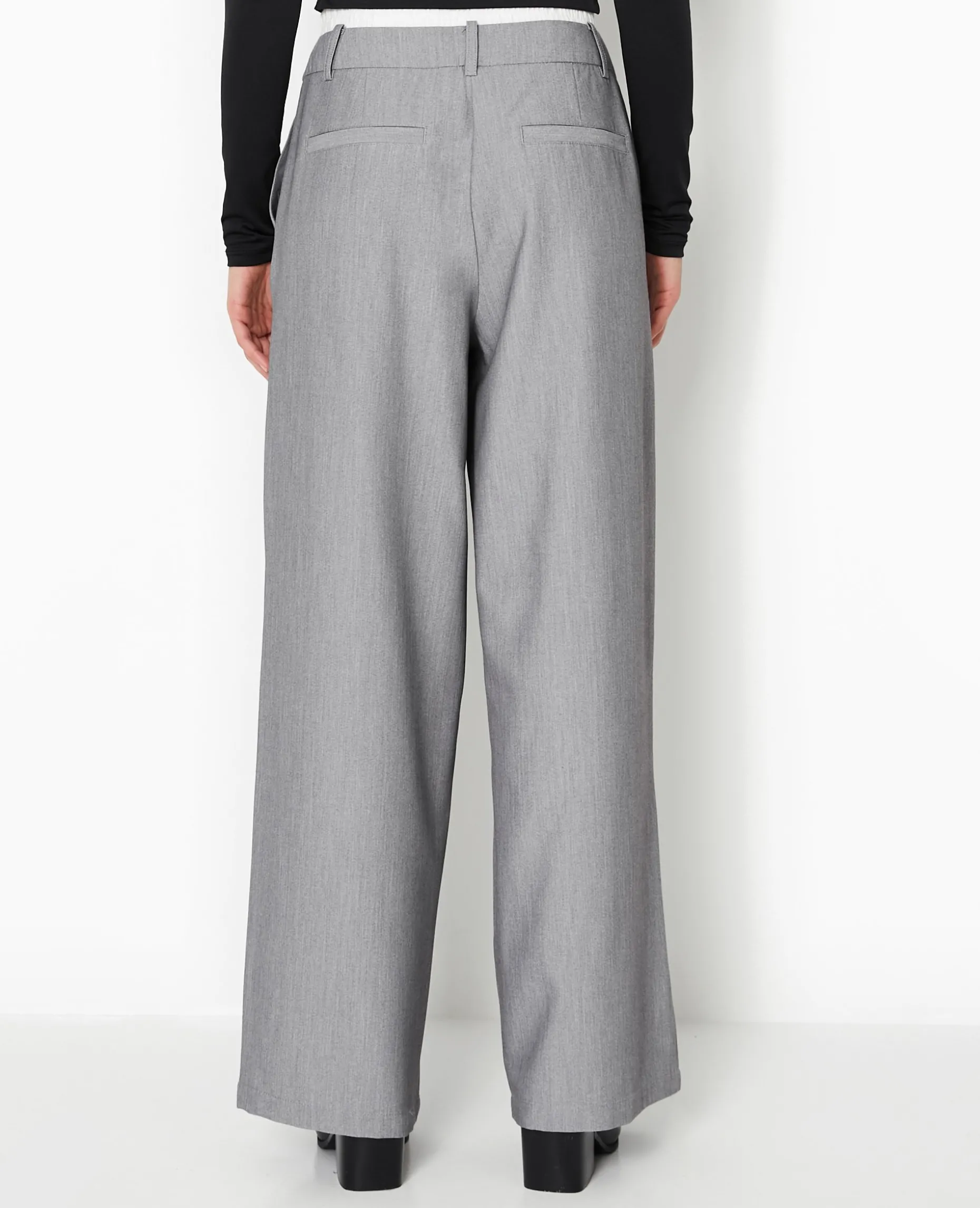 Pantalon Large Avec Effet Caleçon Apparent - Gris