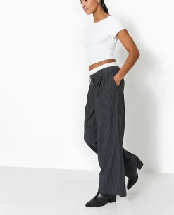 Pantalon Large Avec Effet Caleçon Apparent - Gris Foncé
