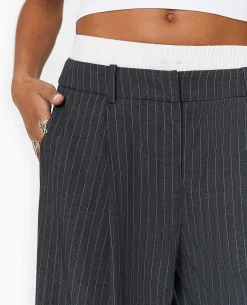 Pantalon Large Avec Effet Caleçon Apparent - Gris Foncé