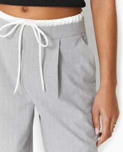 Pantalon Large Avec Effet De Superposition - Gris Clair