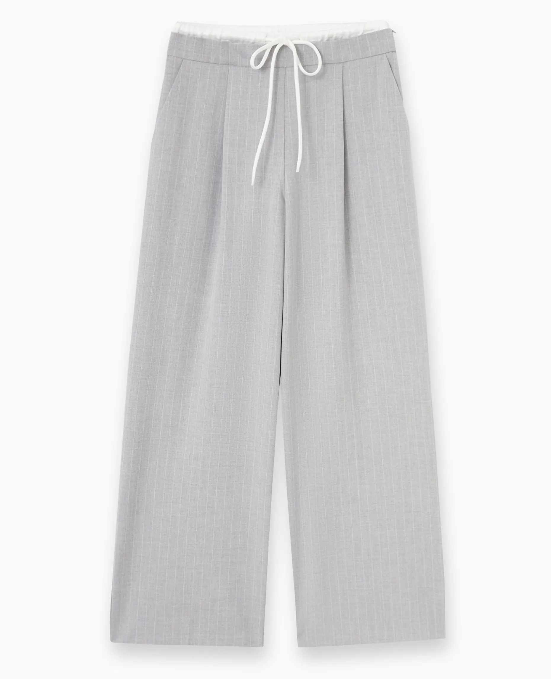 Pantalon Large Avec Effet De Superposition - Gris Clair