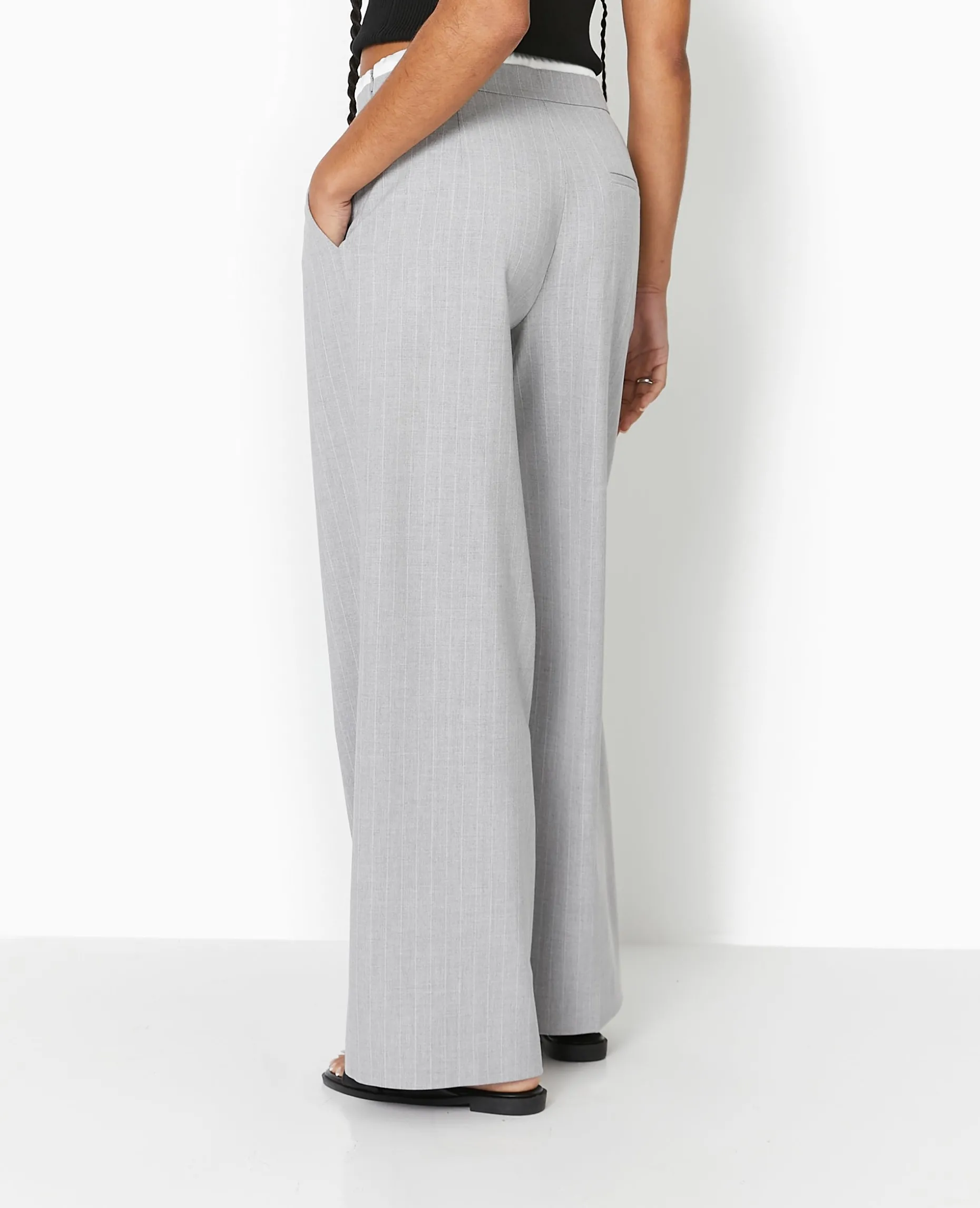 Pantalon Large Avec Effet De Superposition - Gris Clair