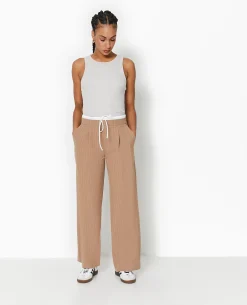 Pantalon Large Avec Effet De Superposition - Beige
