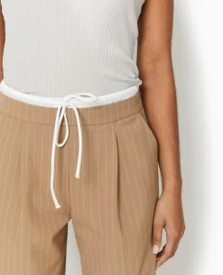 Pantalon Large Avec Effet De Superposition - Beige