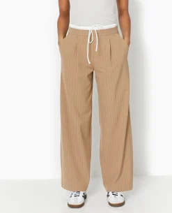 Pantalon Large Avec Effet De Superposition - Beige