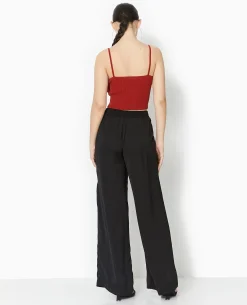 Pantalon Large Avec Fentes Et Pans à Nouer - Noir