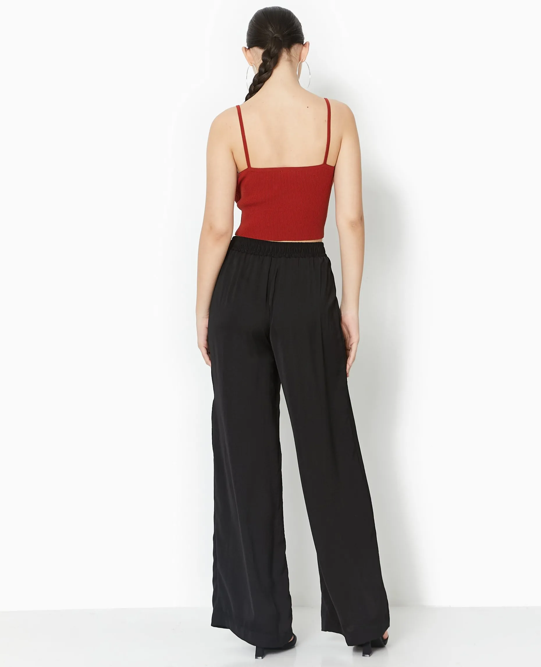 Pantalon Large Avec Fentes Et Pans à Nouer - Noir