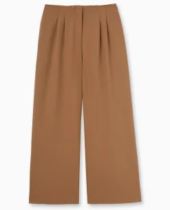 Pantalon Large Avec Pinces - Marron