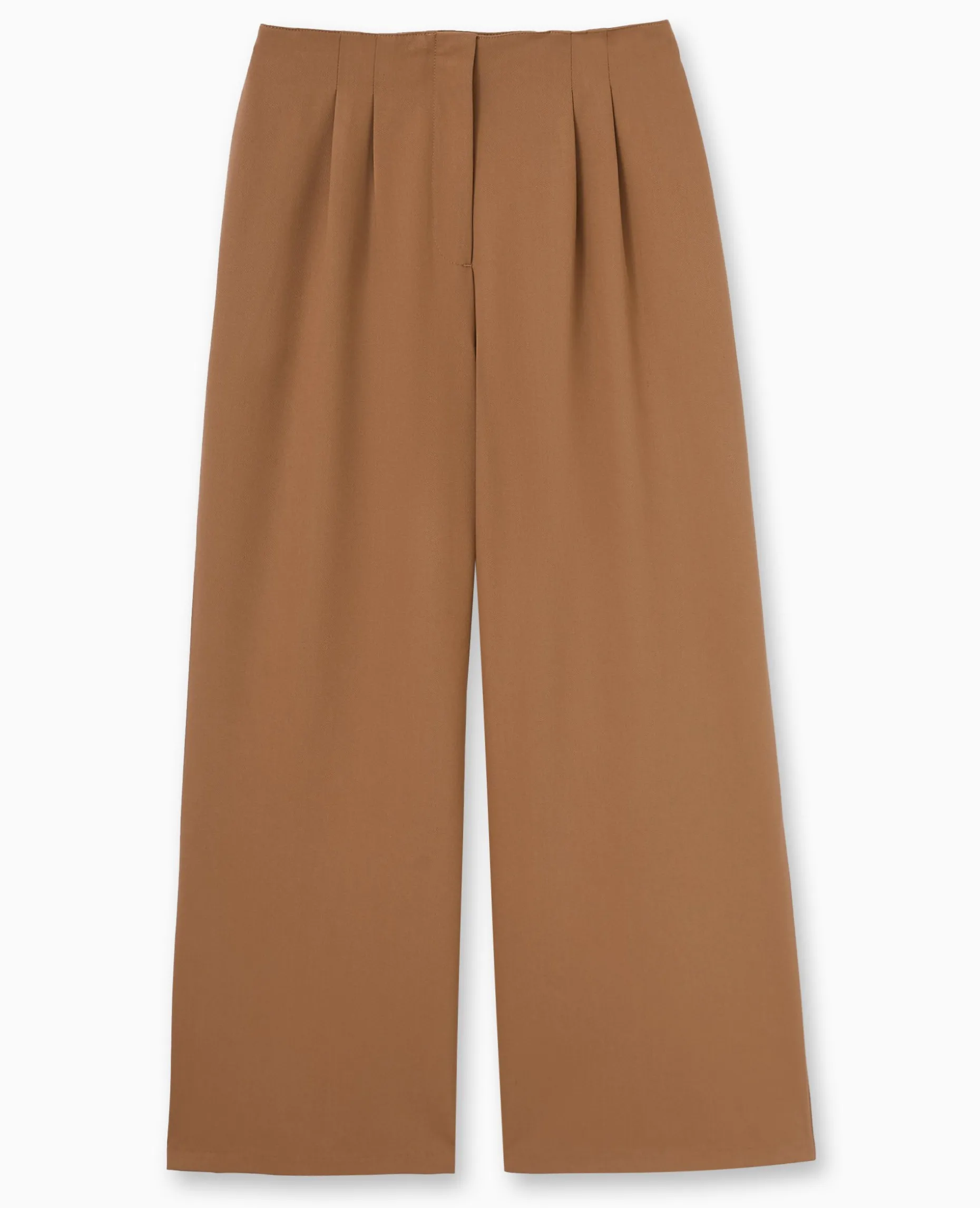 Pantalon Large Avec Pinces - Marron