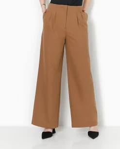 Pantalon Large Avec Pinces - Marron