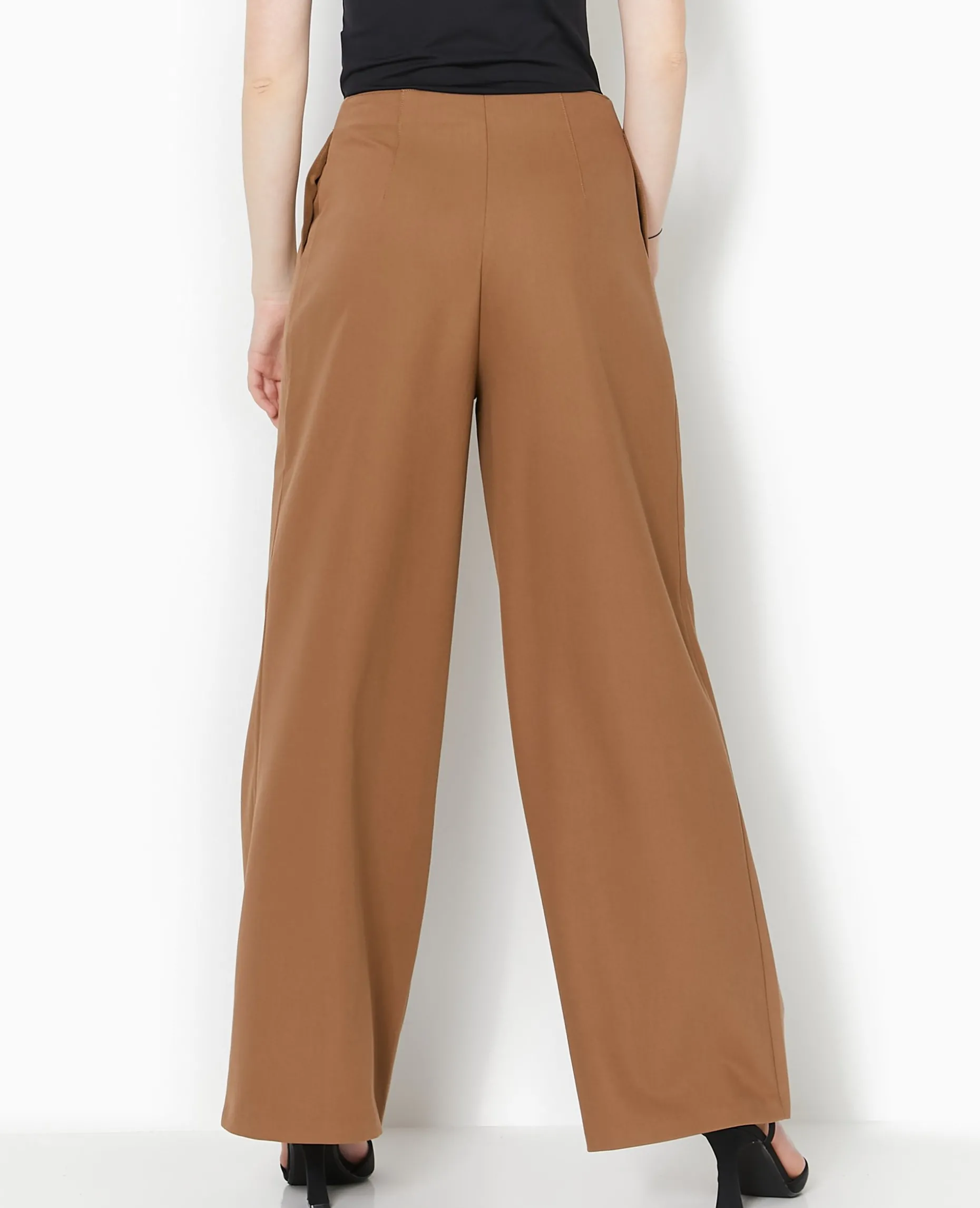 Pantalon Large Avec Pinces - Marron