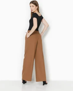 Pantalon Large Avec Pinces - Marron