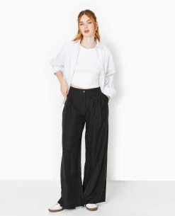 Pantalon Large Avec Pinces - Noir
