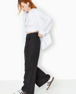 Pantalon Large Avec Pinces - Noir