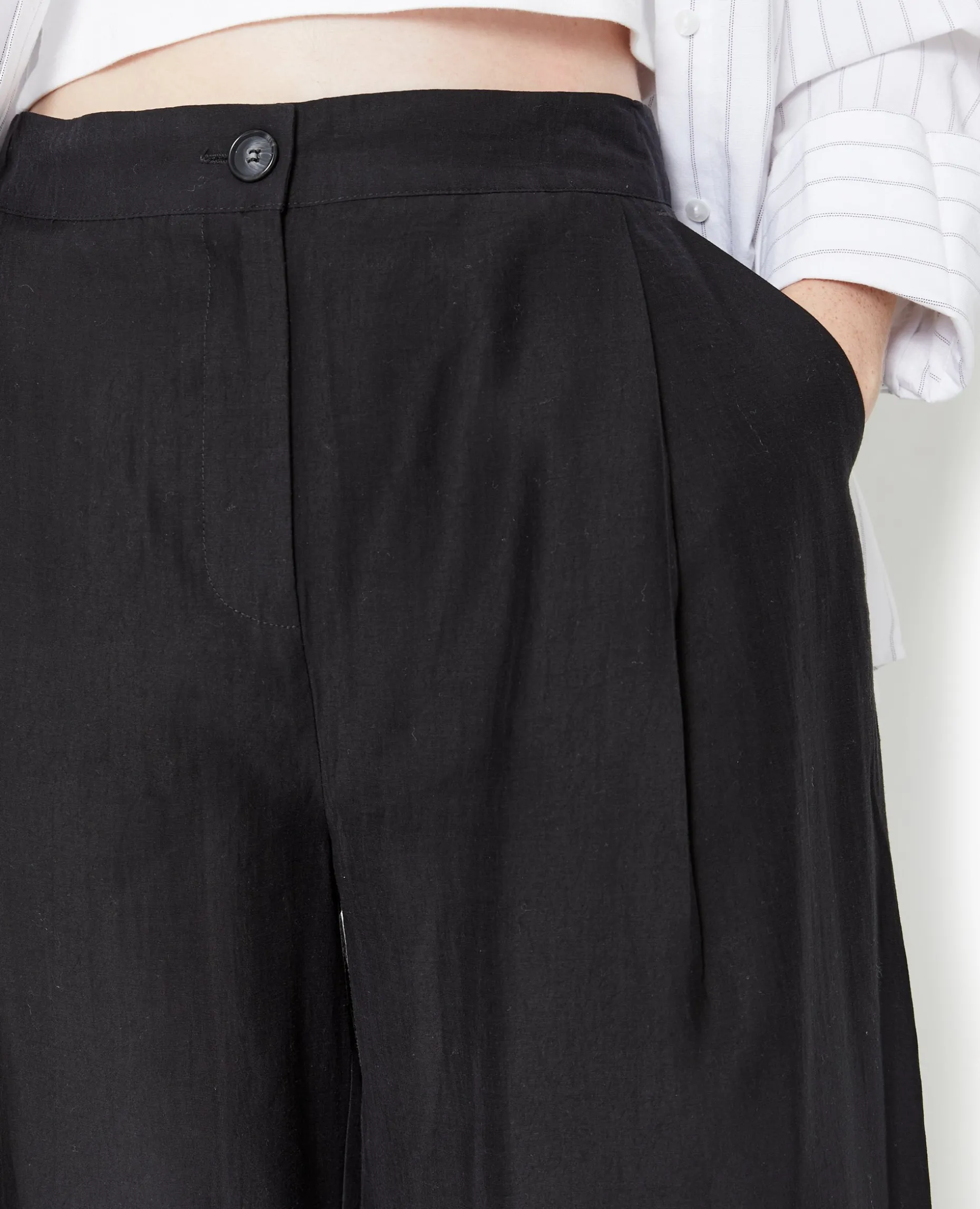 Pantalon Large Avec Pinces - Noir