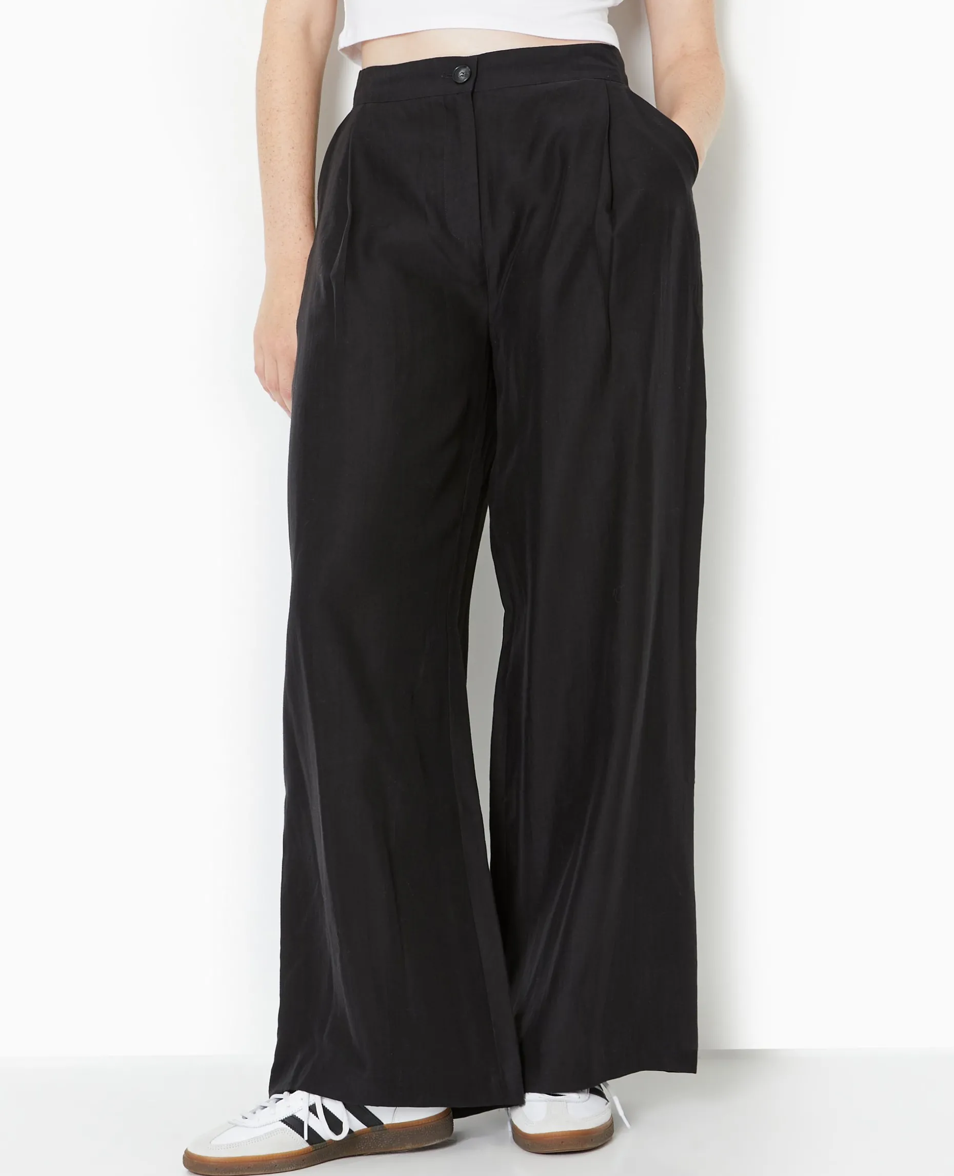 Pantalon Large Avec Pinces - Noir