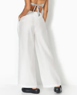 Pantalon Large Avec Pinces - Blanc