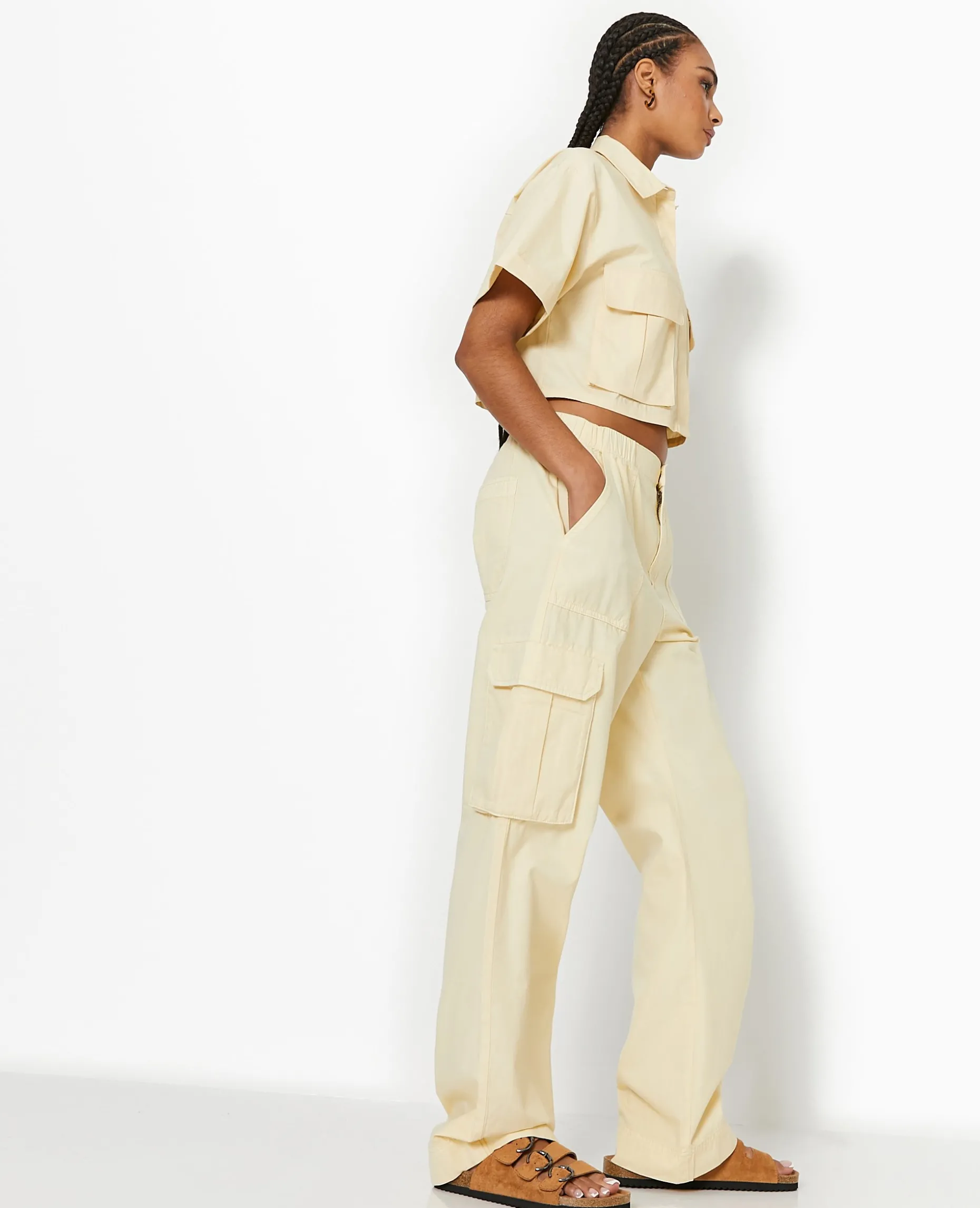 Pantalon Large Cargo - Beige