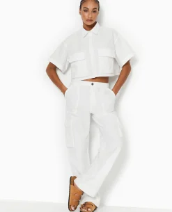 Pantalon Large Cargo - Blanc
