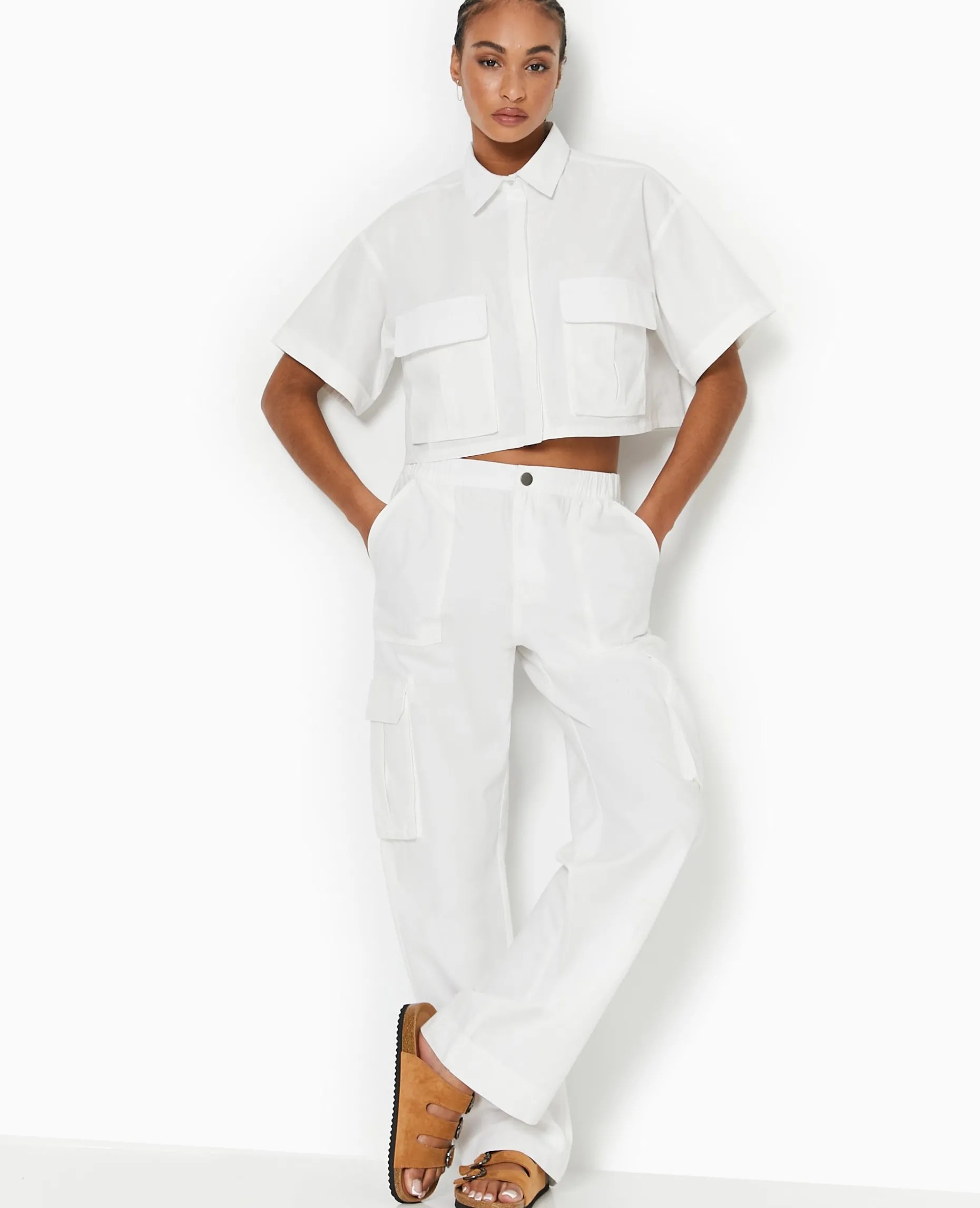 Pantalon Large Cargo - Blanc
