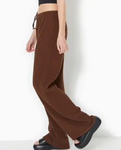Pantalon Large En Gaze De Coton - Marron