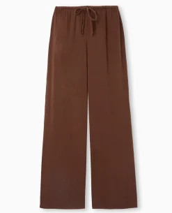 Pantalon Large En Gaze De Coton - Marron