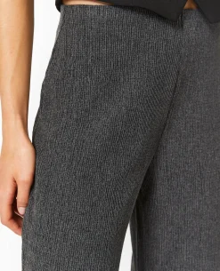 Pantalon Large En Maille Reliéfée - Noir