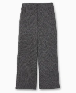 Pantalon Large En Maille Reliéfée - Noir
