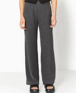 Pantalon Large En Maille Reliéfée - Noir