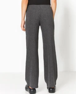 Pantalon Large En Maille Reliéfée - Noir