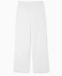 Pantalon Large En Maille Reliéfée - Blanc