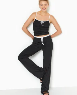 Pantalon Large En Maille Extensible - Noir
