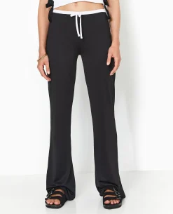 Pantalon Large En Maille Extensible - Noir