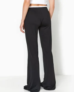 Pantalon Large En Maille Extensible - Noir