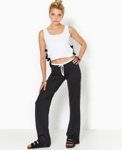 Pantalon Large En Maille Extensible - Noir